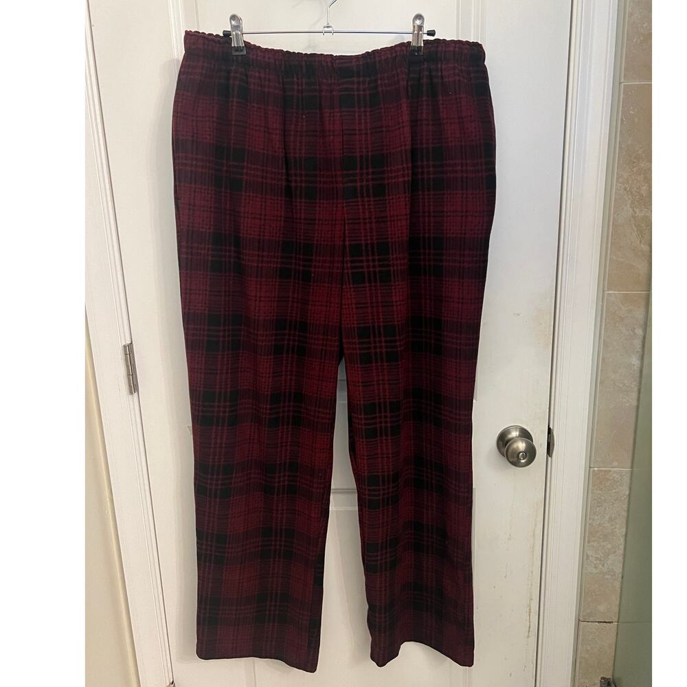 SKIMS Fleece Sleep Pajama Pants Wine Plaid Size XL Unisex Lounge Holidays comfy